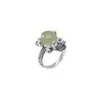 Yilu Anillo de Plata de Ley S925 Jade Natural Hetian Jade Qingshui Anillo Abierto Patrón de Cicada Dorada Antigua Hierba Tang