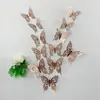 Pegatinas de Pared Autoadhesivas de Mariposa Hueca Tridimensional Creativa 3D Pegatina Decorativa para Fiesta de Celebración Atmósfera del Hogar LK10
