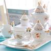 Juego de té de la tarde británico creativo de porcelana de hueso, pequeño juego de té y café, taza y platillo de café americano de cerámica para el hogar