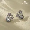 Joias Aitong: Brincos Coloridos de Luxo Leve e de Alta Qualidade, Design Compacto, Brincos Versáteis, Brincos Flor Vazada com Diamante de Cristal