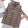 Chaleco Ligero de Plumas para Mujer, Corto, con Cuello Alto, Ajustado, Nuevo para Otoño e Invierno, Talla Grande, Prenda Exterior para Mujer