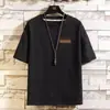 Camiseta de Manga Corta para Hombre, Versátil, de Moda, Delgada, Capa Base Simple, Holgada, Manga Media, Estampado de Letras, Talla Grande, Fabricante Original