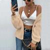 Ropa Europea y Americana Otoño e Invierno Nuevo Exportación Suéter Cárdigan Trenzado Holgado Transfronterizo Sexy para Mujer Color Sólido Ropa Exterior