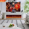 Móvel de TV com Lareira Estilo Francês 1.8/2.2/ 2.4m Feito de Madeira Maciça para Uso Doméstico na Sala de Estar com Decoração de Chama Simulada e Aquecimento Elétrico