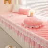 Esterilla para Ventana de Balcón, Esterilla para Repisa de Ventana, Lujo Ligero, Simple, Antideslizante, Todas las Estaciones, Cojín de Asiento Tatami Estilo Princesa con Encaje