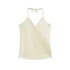 Top cropped estilo garota sexy, decote V profundo, cruzado nas costas, com amarração no pescoço, feminino, verão, novo, cintura alta, caimento justo, mostra a silhueta fina, versátil, top curto para usar por baixo