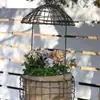 Gaiola de Pássaro de Ferro Cesta Suspensa Arame Jardinagem Mercearia Decoração de Jardim Exterior Grades Antigas de Flores Suporte para Vasos de Flores Suporte de Parede
