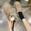 Mules Slip-On Preguiçosas Pantufas de Algodão com Forro de Lã para Mulheres Meias Pantufas para Outono e Inverno Uso Externo 2025 Novas Birkenstocks Peludas com Solado Grosso