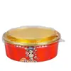 Venda Direta de Fábrica de Tigelas Descartáveis Estilo Chinês com Folha de Ouro, Caixas de Refeição de Papel, Caixas Redondas para Viagem, Tigelas de Arroz com Carne Braiseada, Resistente a Altas Temperaturas