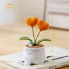 Corazón Tejido a Crochet Hecho a Mano, Planta en Maceta Pequeña Producto Terminado, Flor en Forma de Corazón Tejida con Hilo Decoración de Escritorio con Maceta, Regalo Creativo