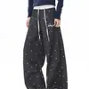 Pantalones de Pierna Ancha a Cuadros Patchwork Americano para Hombre, Temporada de Primavera y Otoño, Cintura Alta, Holgados, Casual, Pantalones Largos de Bloques de Color de Nicho