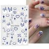 Nuevas pegatinas de uñas transfronterizas de la serie Wansheng, pegatinas adhesivas para uñas con diseño de calavera oscura, serpiente y llama azul