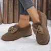 Zapatos de mujer de felpa con lazo suave estilo coreano, zapatos de invierno antideslizantes de suela blanda sin cordones, suministro transfronterizo zapatos peludos