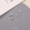 Ganchos de oreja geométricos cuadrados minimalistas estilo coreano para mujer s999 plata pura moda versátiles pendientes de cuentas redondas estilo frío tachuelas de oreja de plata de ley