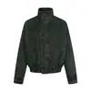 26608 High Street Estilo Americano Unisex Estructurada Lavada Diseño Vintage Chaqueta de Mezclilla Abrigo Holgado de Cuello Alto para Hombre