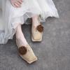 Sapatilhas Quadradas Florais Vintage de Nicho 2026 Nova Coleção Primavera Estilo Mori Slip-On Planas Sapatos Femininos Feitos à Mão para Combinar com Saias