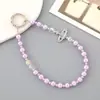 Ins Nuevo Colgante de Llavero con Lentejuelas y Lazo de Perlas para Funda de Teléfono Móvil Accesorios de Correa de Muñeca para Lanyard de Teléfono Móvil