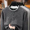 Sudadera de peso pesado de 350 g con forro de rayón, diseño de dos piezas falsas para hombre, nueva colección otoño 2026, diseño de retazos con tapeta falsa, camiseta de manga larga para hombre