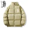 Moda Casual Americana Multi-Cor Opcional Acolchoada de Inverno Algodão Jaqueta Outono Urbano Tendência Marca Casal Gola Alta Casaco de Algodão