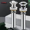 Desagüe de Lavabo Totalmente de Cobre con Mecanismo Pop-Up para Lavabo de Baño, Equipado con Cesta Pop-Up y Agujero de Rebosadero, Anti-Olores