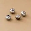 Cuentas espaciadoras ovaladas vintage desgastadas de plata pura s925, cuentas sueltas, espaciadores redondos, materiales de accesorios de cuentas de plata para pulseras de manualidades DIY