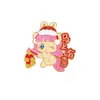 Conjunto de Broches de Ano Novo Fofo de Pônei, Fique Rico e Tenha Boa Sorte Imediatamente, Broche Criativo de Metal Esmaltado Cartoon