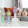 Popular Ventilador de Mano Mini con Orejas de Conejo, Recargable por USB, Portátil, Silencioso, Doble Uso para Escritorio, Ventilador Lindo, Al por Mayor en Stock