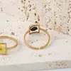 Anillo de Flor Real de Moda Transfronterizo Estilo Ins Personalizado para el Trabajo en Acero Inoxidable Chapado en Oro Joyería Anillo Incrustado con Pegamento de Flor Seca