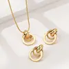 Collares Europeos y Americanos Transfronterizos Más Vendidos, Pendientes de Diseño Geométrico Metálico Brillante, Conjunto de Joyería Versátil de Alta Gama, Accesorios para el Cuello