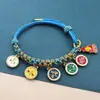 Pulsera de Flor de Durazno de los Cinco Dioses de la Riqueza Estilo Tíbet, Cordón Tejido a Mano Nudo de Flor de Durazno, Pulsera Thangka de Cuerda Multicolor Estilo Étnico