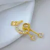 [Oro Real de Cobre] Piedra de Proyección Luna Creciente Borla Comercio Exterior Transfronterizo DIY Joyería Hecha a Mano Cobre Circón Microincrustado Accesorios de Colgante