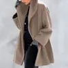 Moda Europea y Americana para Mujer Otoño e Invierno 2020 Abrigo de Lana Multicolor con Cuello Redondo Holgado con Capucha Abrigo de Lana Doble Cara Amazon