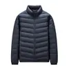 Chaqueta de plumón ligera para hombre con cuello alto para otoño e invierno, 90% plumón de pato, tejido de nailon, anti-fugas, abrigo cálido casual, múltiples colores