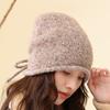 Gorro de lana de punto con cordón de colores variados para mujer, moda coreana, para otoño e invierno, cálido, con protección para las orejas