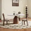 Conjunto de mesa e cadeiras de jantar em madeira maciça, mesa de jantar simples em madeira maciça, pedra sinterizada, estilo vintage, mesa de jantar redonda giratória multifuncional, madeira de freixo