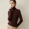Macio e amigo da pele, malha sem costura, suéter 100% cashmere puro, gola alta feminina, camada base justa, suéter interno