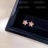 Brincos de flores de ouro rosa doce, simples, pequenos, todos os tipos de zircônia, elegantes, estilo coreano, brincos de alta qualidade