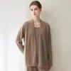 Hilo Kang Sai Ni 100% Cachemir Puro Moda Femenina Temperamento Elegante Cárdigan de Punto Abrigo Holgado Perezoso