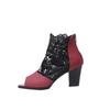 Fonte transfronteiriça Amazon ebay best seller tamanho grande malha salto alto salto grosso renda peep toe sapatos sandálias femininas 43