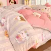 Juego de Cuatro Piezas de Terciopelo de Leche Cálido de Invierno Espeso Coral Fleece Franela Funda de Edredón Juego de Tres Piezas para Dormitorio de Estudiante