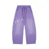 Calça Jogger Retrô Americana com Estampa de Letras Desgastadas para Mulheres, Novo Caimento Solto com Efeito Drapeado, Afinando Calças Longas Casuais de Perna Larga para Dança Jazz