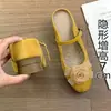 Pantuflas de Nuevo Estilo con Aumento Oculto de Altura para Primavera, Pantuflas de Punta Cerrada para Mujer, Estilo Mary Jane con Tacón Grueso, Suela Suave, 7 cm, Diseño Floral, Adecuadas para Uso en Exteriores