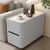 Gabinete Lateral de Sofá Minimalista Moderno, Mesa Lateral de Madera Maciza Pizarra Cuero de Lujo Ligero para Sala de Estar, Mesa de Centro con Almacenamiento