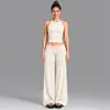 Conjunto de yoga transfronteiriço com regata esportiva de gola halter para mulheres e conjunto de calças esportivas casuais para corrida e yoga