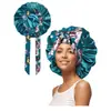 Nuevo Superventas Transfronterizo de Amazon: Gorro de ducha grande con visera ancha y cola larga para atar, con estampado de cinta, popular superventas transfronterizo