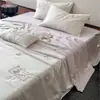 Lujoso Juego de Colcha Jacquard de Tencel Lenzing de Gama Alta de 60 Hilos para Dormir Desnudo, Juego de Cuatro Piezas de Colcha de Verano de Fibra de Lyocell, Colcha para Aire Acondicionado