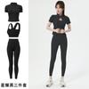 Roupa de Yoga para Mulheres com Gola Alta e Manga Curta, Jaqueta Esportiva Profissional para Primavera e Verão, Secagem Rápida, Respirável, Justa ao Corpo, Fato Fitness Emagrecedor
