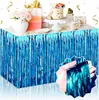 Cortina de Tela de Lluvia Transfronteriza Falda de Mesa 75*275cm Falda de Mesa con Borlas Fiesta Navideña Boda Cumpleaños Diseño de Mesa Cortina de Mesa