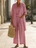 2026 Europeo y Americano Transfronterizo Verano Nuevo Estilo Pierna Recta Color Sólido Viaje y Vacaciones Cómodo Casual Elegante Conjunto de Tres Piezas