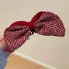 2026 Laço de Cabelo Xadrez Vermelho Estilo Coreano Presilha Lateral Faixa de Cabelo Grampo para Franja Presilha Doce em Formato de Coração de Banana Acessório de Cabelo